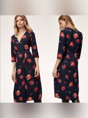 BABATON | Aritzia Theo Floral Wrap Midi Dress